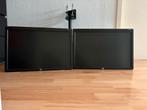 2x HP 24 inch monitor met monitorarm, Computers en Software, Monitoren, Ophalen, Hp, Gebruikt, In hoogte verstelbaar