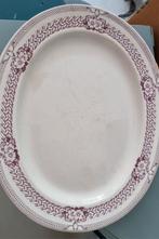 Antieke grote schaal met zacht paars decor beboterd ca 1900, Antiek en Kunst, Ophalen of Verzenden