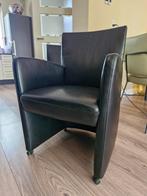 Lederen eethoekstoelen zwart 4 stuks, Huis en Inrichting, Stoelen, Ophalen, Zwart, Leer, Zo goed als nieuw