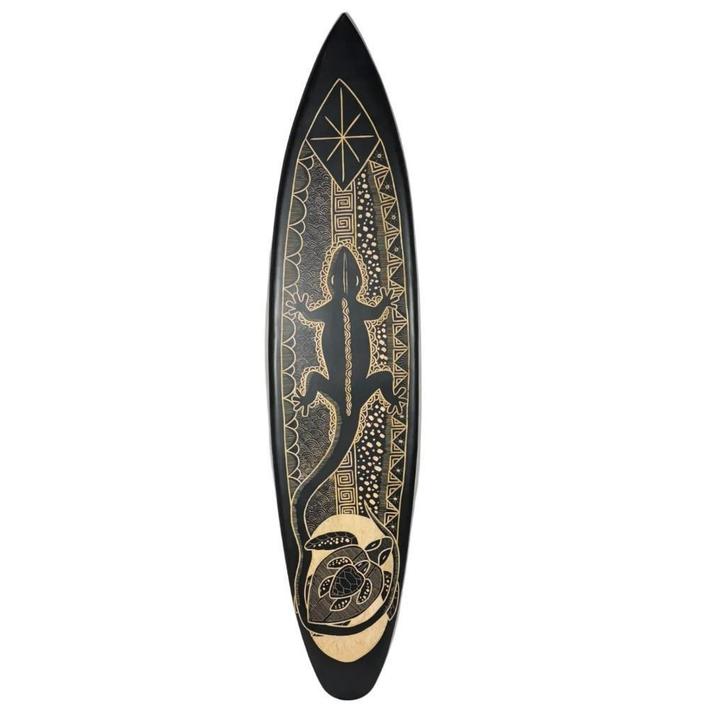 Gecko (zwart) - decoratief houten surfplank 150 cm, Watersport en Boten, Golfsurfen, Nieuw, Ophalen of Verzenden