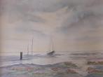 Aquarel landschap Terschelling Amelander gat, Ophalen of Verzenden