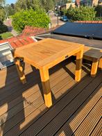 Teakhout tuintafel met bankje, Tuin en Terras, Tuintafels, Ophalen of Verzenden, Zo goed als nieuw, Rechthoekig, Teakhout