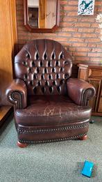 Chesterfield Lederen Fauteuils (2x), Ophalen, Gebruikt, Leer, 75 tot 100 cm