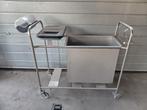 Linnenwagen / Werkwagen RVS met prullenbak, Ophalen, Met pedaal, 50 tot 75 cm, 40 liter of meer