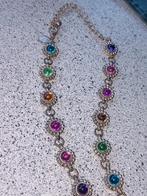 Antieke ketting met gekleurde steentjes, Ophalen of Verzenden