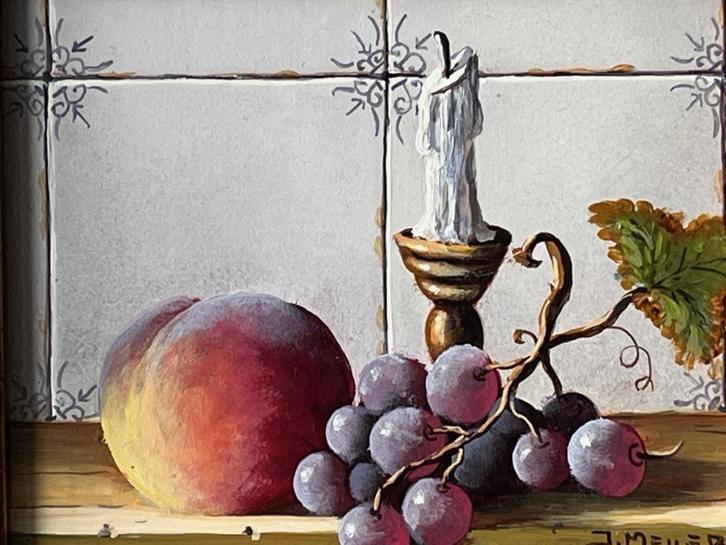 Janny Meijer, ingelijst stilleven met fruit, Antiek en Kunst, Kunst | Schilderijen | Klassiek, Ophalen