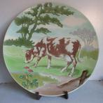 antiek barbotine bord koe uit beenhouwerij Longchamp, Ophalen