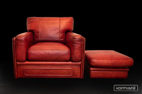 Baxter Miami + poef in dikste bull leather, Huis en Inrichting, Fauteuils, Zo goed als nieuw, Leer, 75 tot 100 cm, 75 tot 100 cm