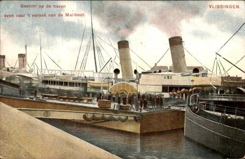 Vertrek van de Mailboot te Vlissingen, Verzamelen, Ansichtkaarten | Nederland, Gelopen, Zeeland, Voor 1920, Ophalen of Verzenden