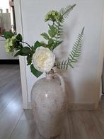 Mooie grote kruik inclusief bloemen, Overige kleuren, Aardewerk of Porselein, Ophalen of Verzenden, Zo goed als nieuw