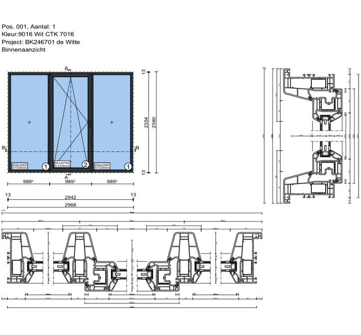 Grote draaikiep deurkozijn - Nieuw, Doe-het-zelf en Verbouw, Kozijnen en Schuifpuien, Nieuw, Schuifpui, Kunststof, 225 cm of meer