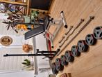 squatrack bankje halterstangen dumbels en gewichten, Ophalen, Zo goed als nieuw, Fitnessbank