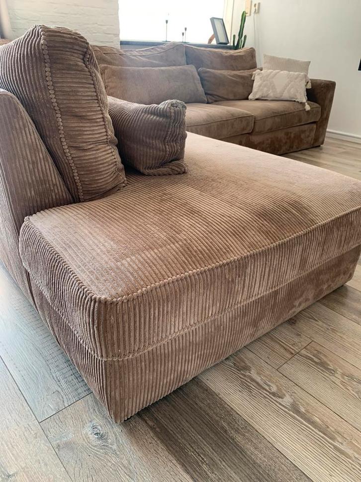 Royale hoekbank ribstof 310x250, Huis en Inrichting, Banken | Sofa's en Chaises Longues, Gebruikt, Vierpersoons of meer, 300 cm of meer