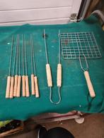 bbq spiezen klem en tang met houten handgreep, Ophalen of Verzenden