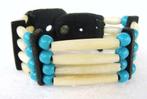 Vintage leer, been en turkoois armband, Indiaans handwerk (5, Sieraden, Tassen en Uiterlijk, Armbanden, Ophalen, Zo goed als nieuw