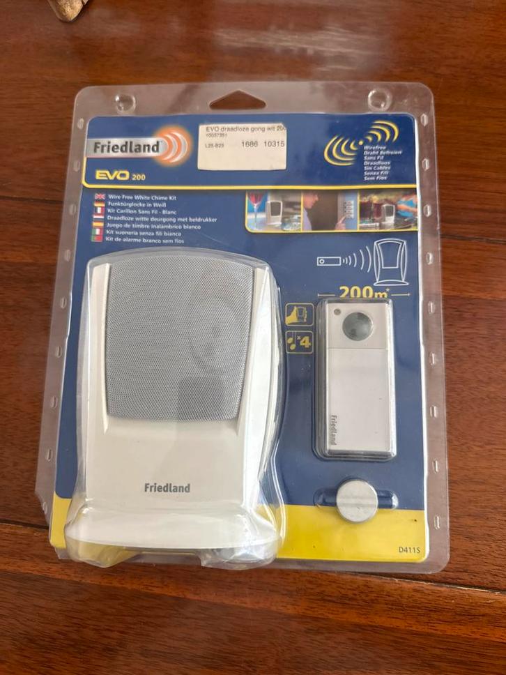 Friedland EVO 200 Draadloze Deurbel Nieuw in Verpakking, Doe-het-zelf en Verbouw, Alarmsystemen, Nieuw, Compleet systeem, Beweging