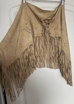 Perlu by Mirazo , suede franje rokje , one size, Maat 38/40 (M), Perlu by Mirazo, Beige, Ophalen of Verzenden