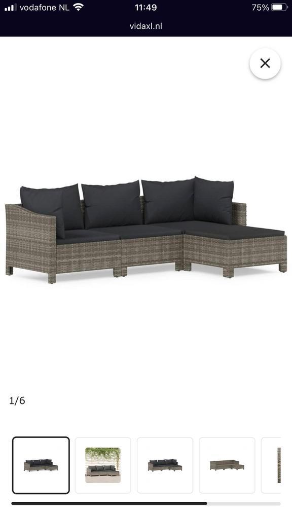 Loungeset (aangeschaft in mei 2024), Tuin en Terras, Tuinsets en Loungesets, Zo goed als nieuw, Loungeset, Rotan, 4 zitplaatsen