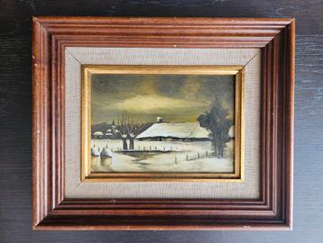 Vintage winterlandschap schilderijtje  beschikbaar voor biedingen
