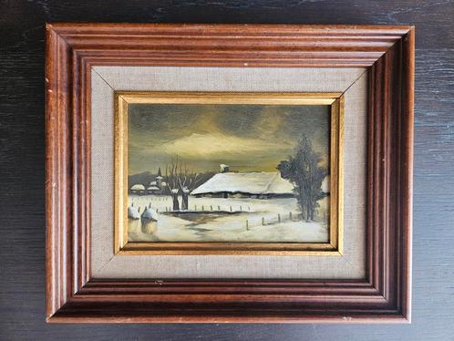 Vintage winterlandschap schilderijtje, Antiek en Kunst, Kunst | Schilderijen | Klassiek, Ophalen of Verzenden