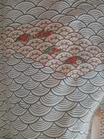 Traditionele Japanse Kimono hitoe ougi white blue, Ophalen of Verzenden