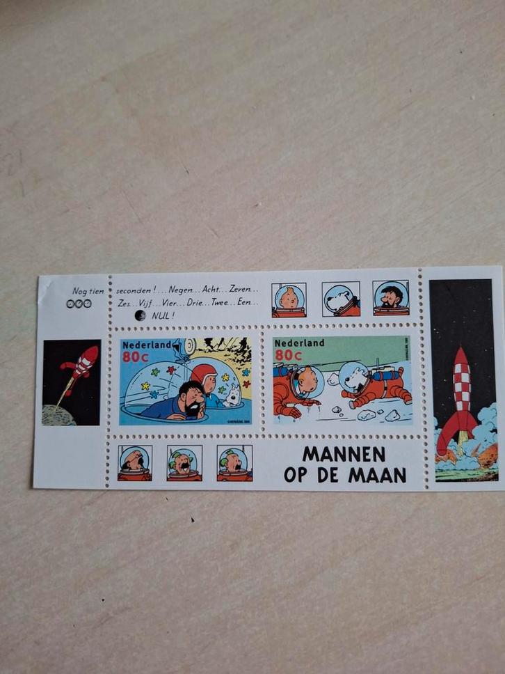 Kuifje - Mannen op de Maan - 2 Postzegels 1999, Postzegels en Munten, Postzegels | Nederland, Ophalen of Verzenden
