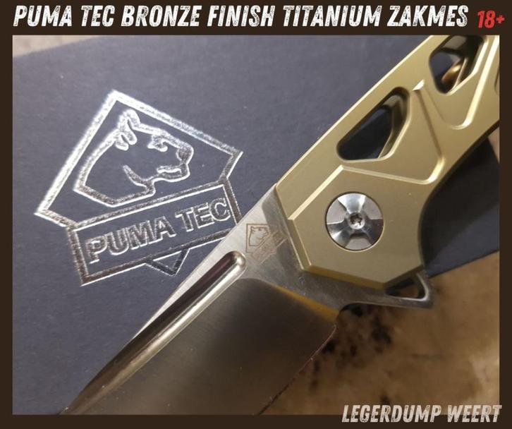 Puma TEC BRONZE FINISH Titanium Zakmes - D2 STAAL, Verzamelen, Militaria | Algemeen, Landmacht, Overige typen, Nederland, Ophalen of Verzenden