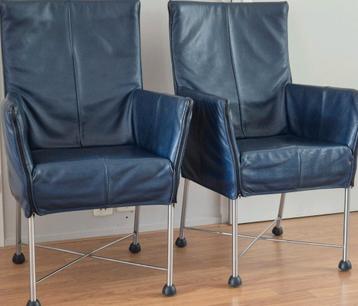 Montis 6 design eetkamerstoelen chaplin donkerblauw leer beschikbaar voor biedingen