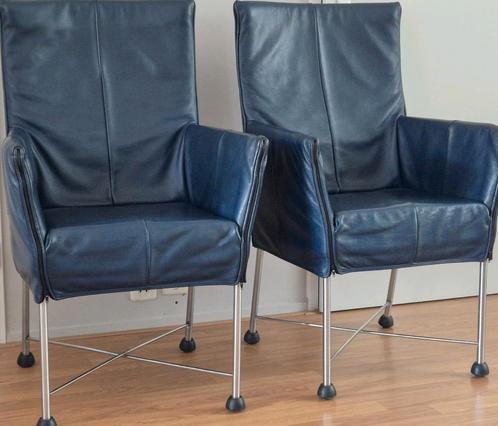 Montis 6 design eetkamerstoelen chaplin donkerblauw leer, Huis en Inrichting, Stoelen, Gebruikt, Vijf, Zes of meer stoelen, Leer