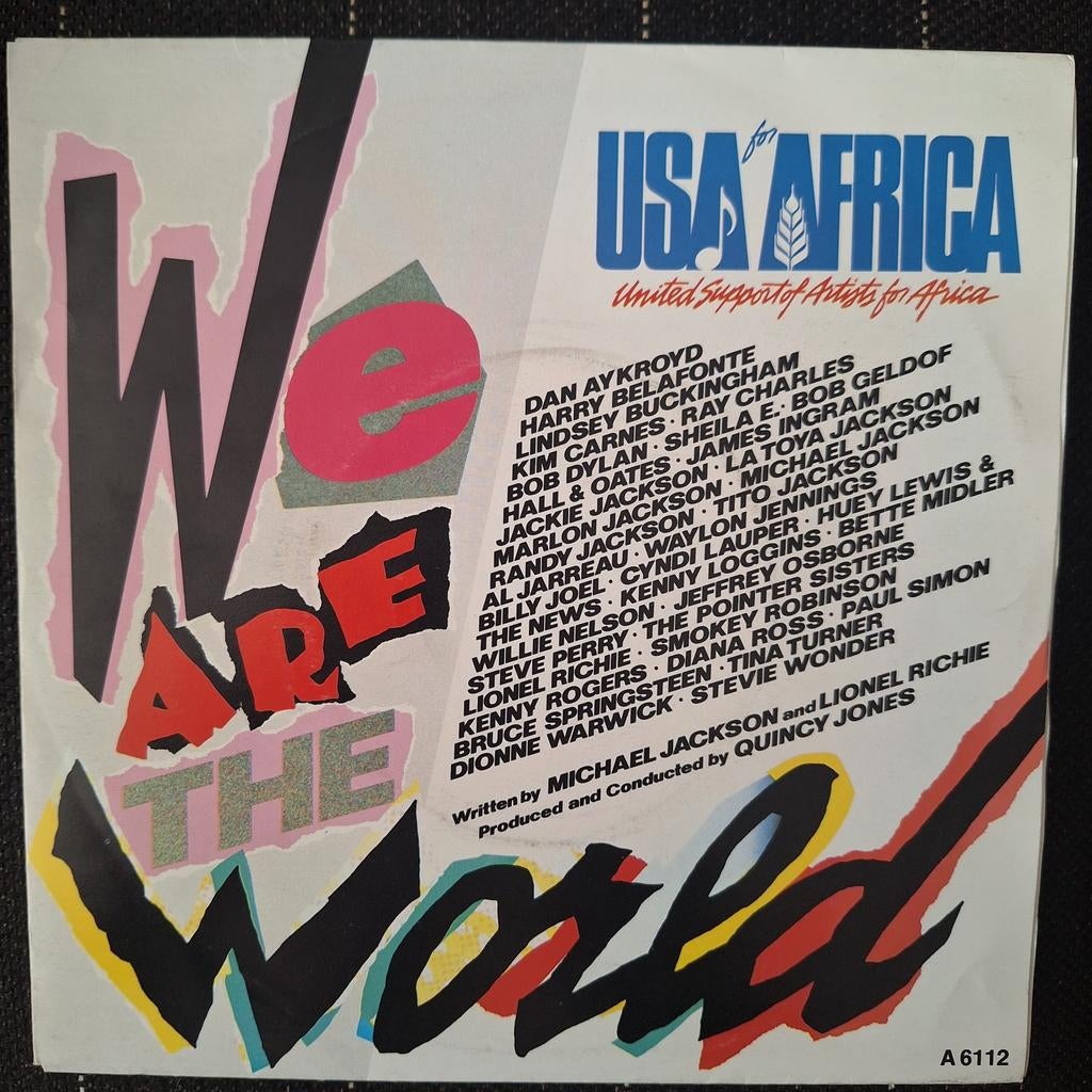 USA for Africa We are the world, Cd's en Dvd's, Vinyl Singles, 7 inch, Single, Ophalen of Verzenden, Zo goed als nieuw
