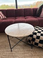 Salontafel Beige Marmer & Zwart Staal - Ø57cm, Huis en Inrichting, Ophalen, Gebruikt, Rond, 50 tot 100 cm