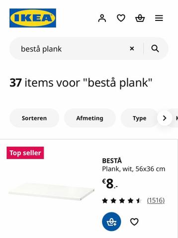 Ikea Besta 2 x plank wit 56x36 cm - afbeelding 4