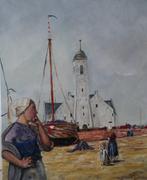 Schilderij : "Katwijk 1800"  40 x 50, Antiek en Kunst, Ophalen