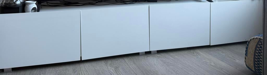 Witte TV-meubel met opbergruimte, Ophalen, Gebruikt, 200 cm of meer, Minder dan 100 cm