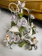 Vintage Italiaanse kroonluchter met porseleinen rozen, Antiek en Kunst, Ophalen