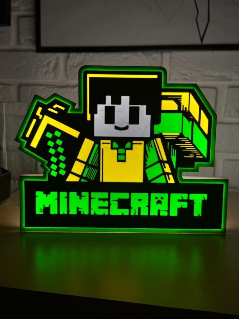 Minecraft lamp, Minecraft lightbox, Huis en Inrichting, Lampen | Tafellampen, Nieuw, Minder dan 50 cm, Ophalen of Verzenden