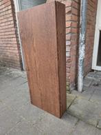 Hoge badkamerkast - Bruin houtlook, (Half)hoge kast, Minder dan 50 cm, Ophalen of Verzenden, Zo goed als nieuw