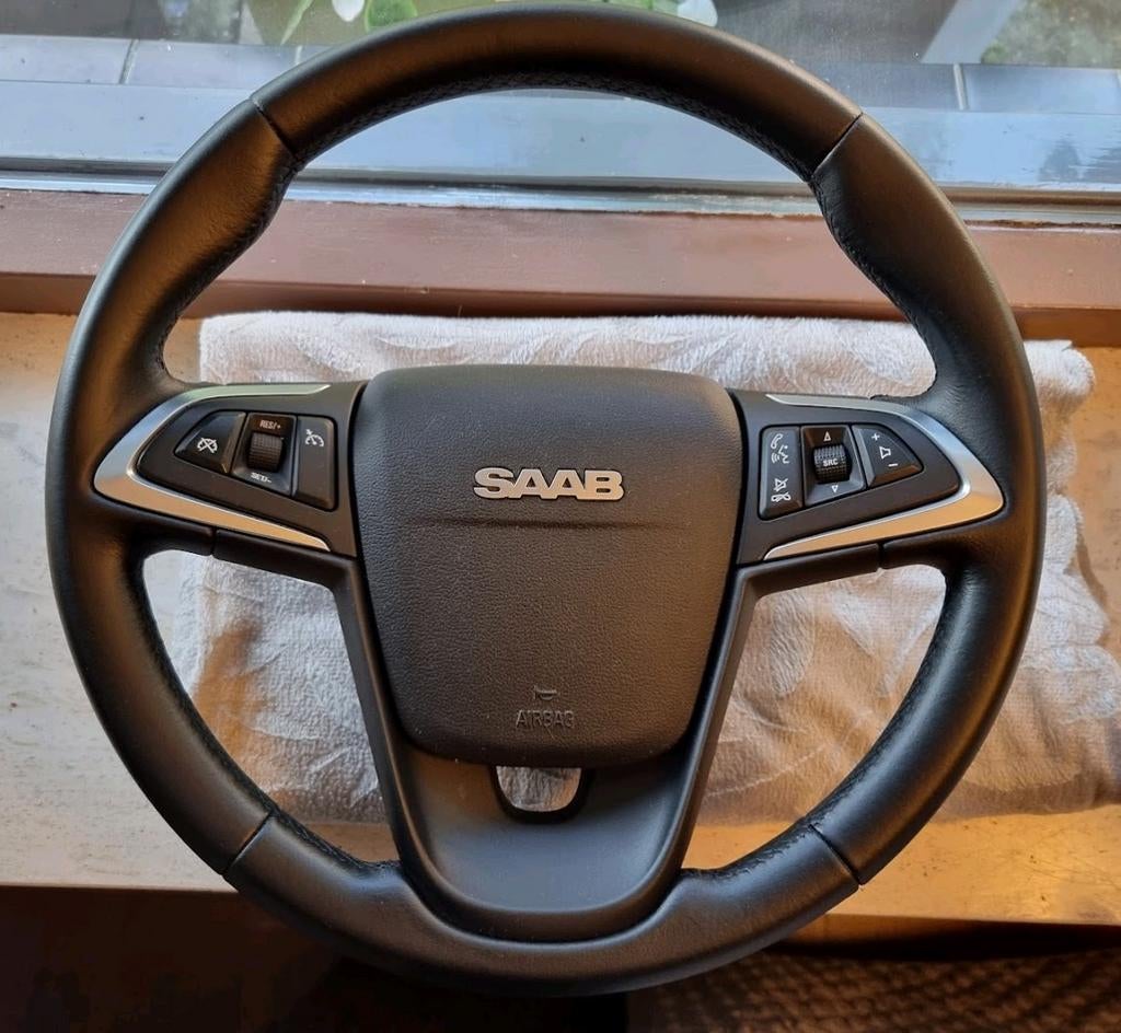 Saab 9-4X & 9-5 multifunctioneel lederen stuur als nieuw, Auto-onderdelen, Interieur en Bekleding, Ophalen of Verzenden, Gebruikt