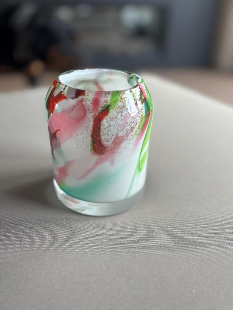 Vaas/waxinelichthouder, Ophalen of Verzenden, Overige kleuren, Glas, Minder dan 50 cm