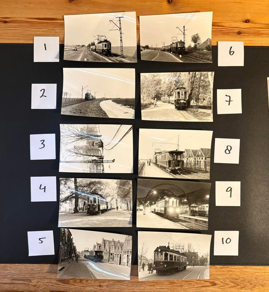 10 originele foto’s blauwe tram (jaren 50) (2), Verzamelen, Spoorwegen en Tramwegen, Ophalen of Verzenden, Gebruikt, Tram