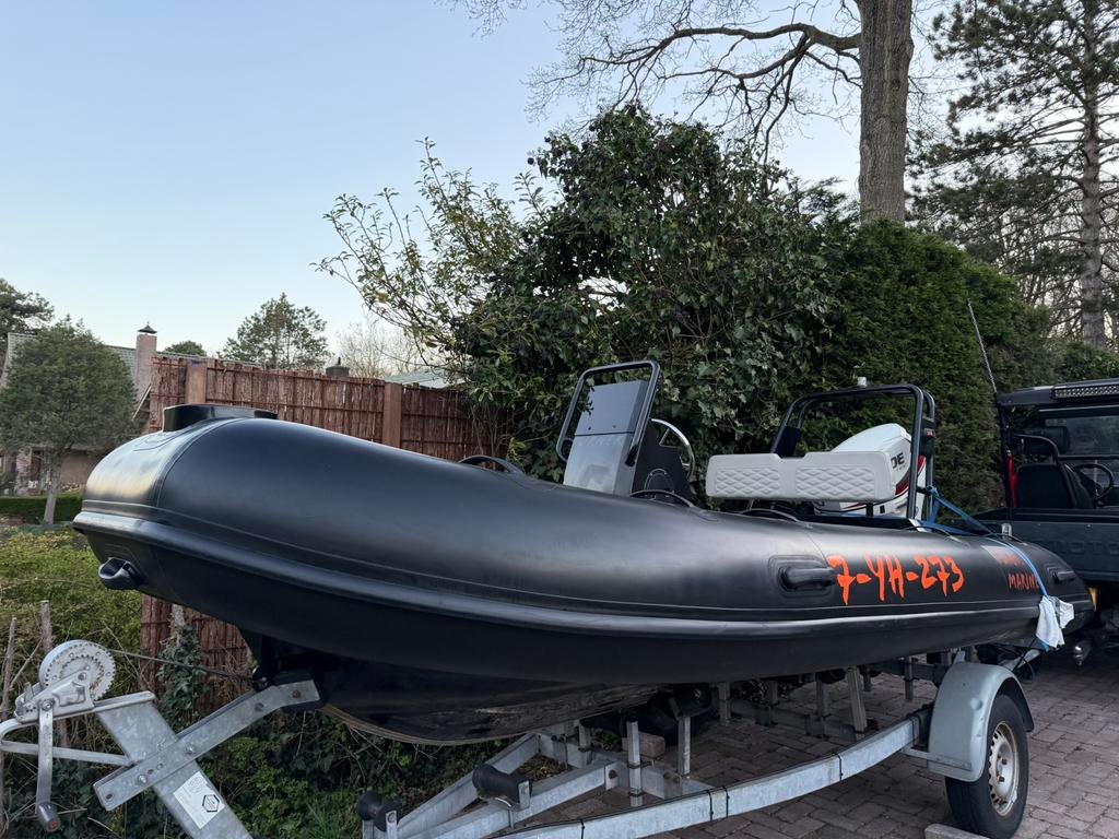 Luxe 3,9M rib aluminium hull hypalon tubes 60PK injectie, Watersport en Boten, Aluminium, Zo goed als nieuw, Benzine, Minder dan 70 pk