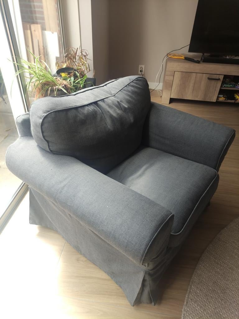 Grijze fauteuil, Ophalen, Gebruikt, Modern comfort, 75 tot 100 cm