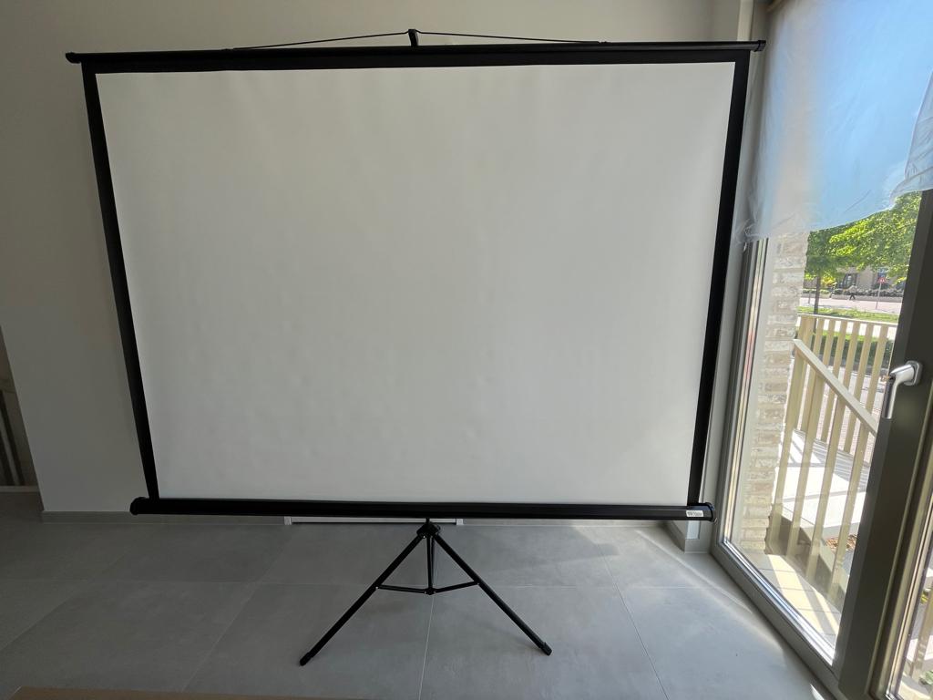 Projectiescherm 100" met statief en draagtas, Audio, Tv en Foto, Projectieschermen, Ophalen, Handmatig, Zo goed als nieuw