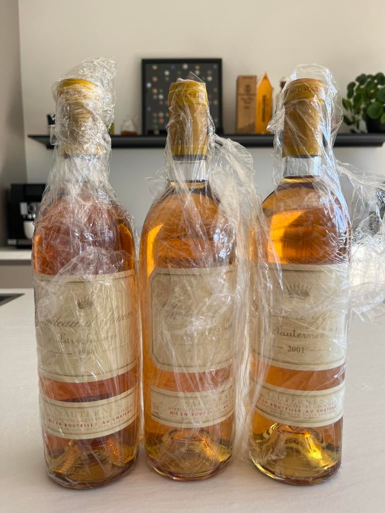 Chateau d’Yquem 1988, 1990 en 2001 - Exclusieve Sauternes, Verzamelen, Ophalen, Frankrijk, Nieuw, Witte wijn