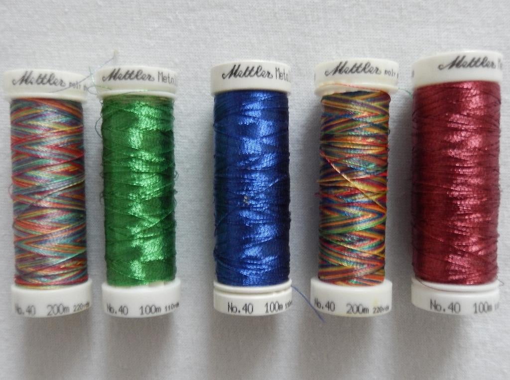 5 klosjes Mettler metallic garen ZGAN, Ophalen of Verzenden, Zo goed als nieuw, Garen of Naald(en)
