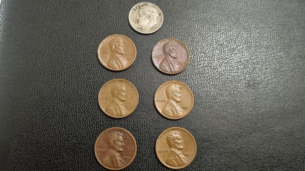 Amerikaanse munten: 1 dime en 6 pennies, Ophalen of Verzenden