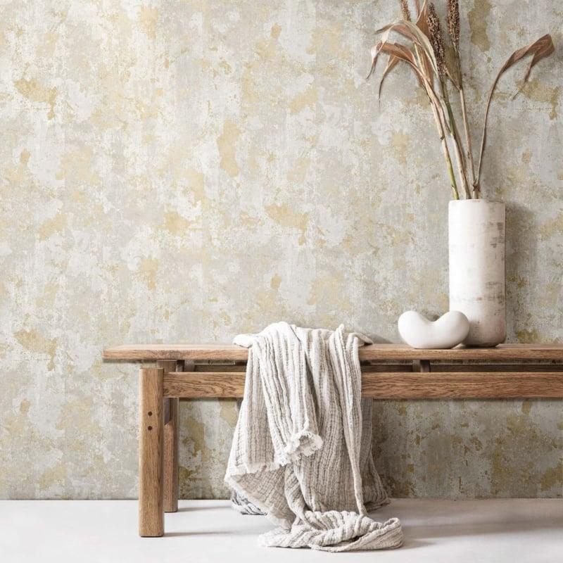 Noordwand 9786 - betonstuc look beige behang - 7 rollen, Ophalen, Minder dan 10 m², Beige