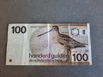 100 gulden bankbiljet 28 juli 1977 nr 9402756282 Watersnip, Postzegels en Munten, Bankbiljetten | Nederland, Ophalen of Verzenden