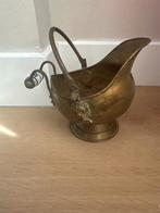 Antieke messing kolenkit met porseleinen handgreep, Ophalen of Verzenden