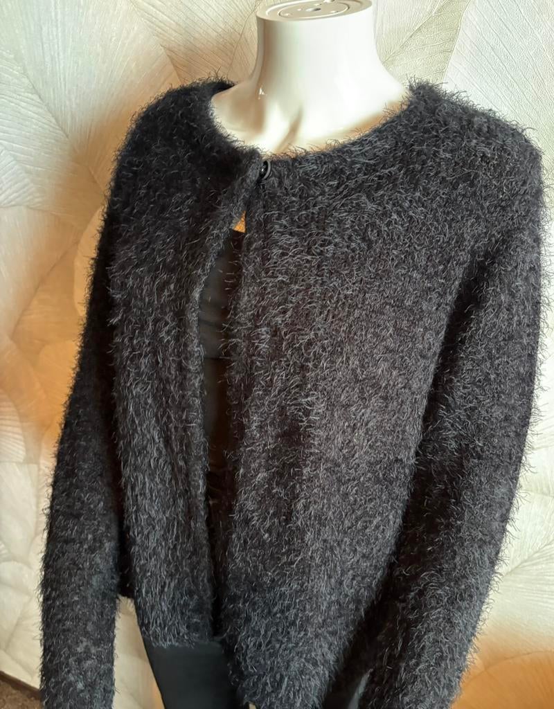 Fluffy vestje zwart - Maat L, Verzenden, Zo goed als nieuw, Maat 42/44 (L), Zwart